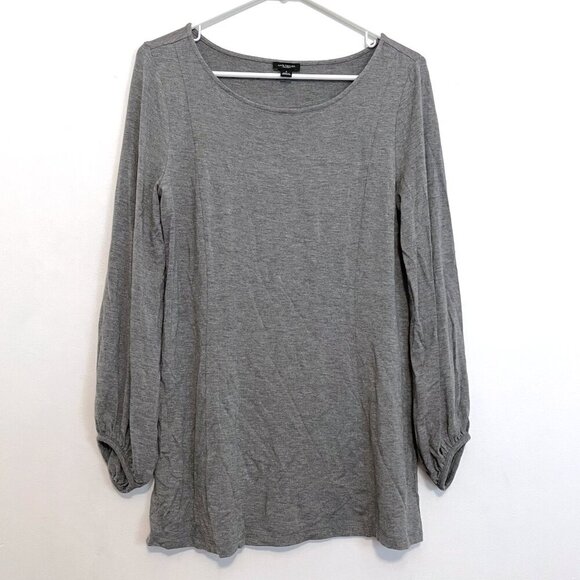 ANN TAYLOR Factory Heather Gray 3/4 Sleeve Puff Sleeve Balloon Sleeve Blouse Top - Picture 1 of 11